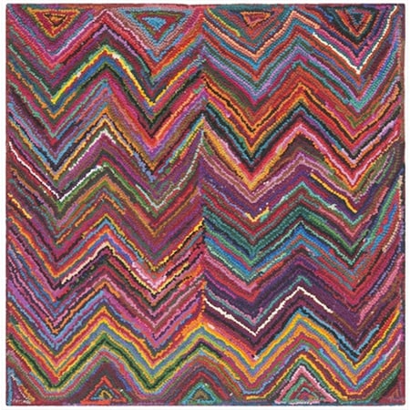 Safavieh 8 x 8 ft. Square Contemporary Nantucket Pink and Multi Hand Tufted Rug NAN141A-8SQ
